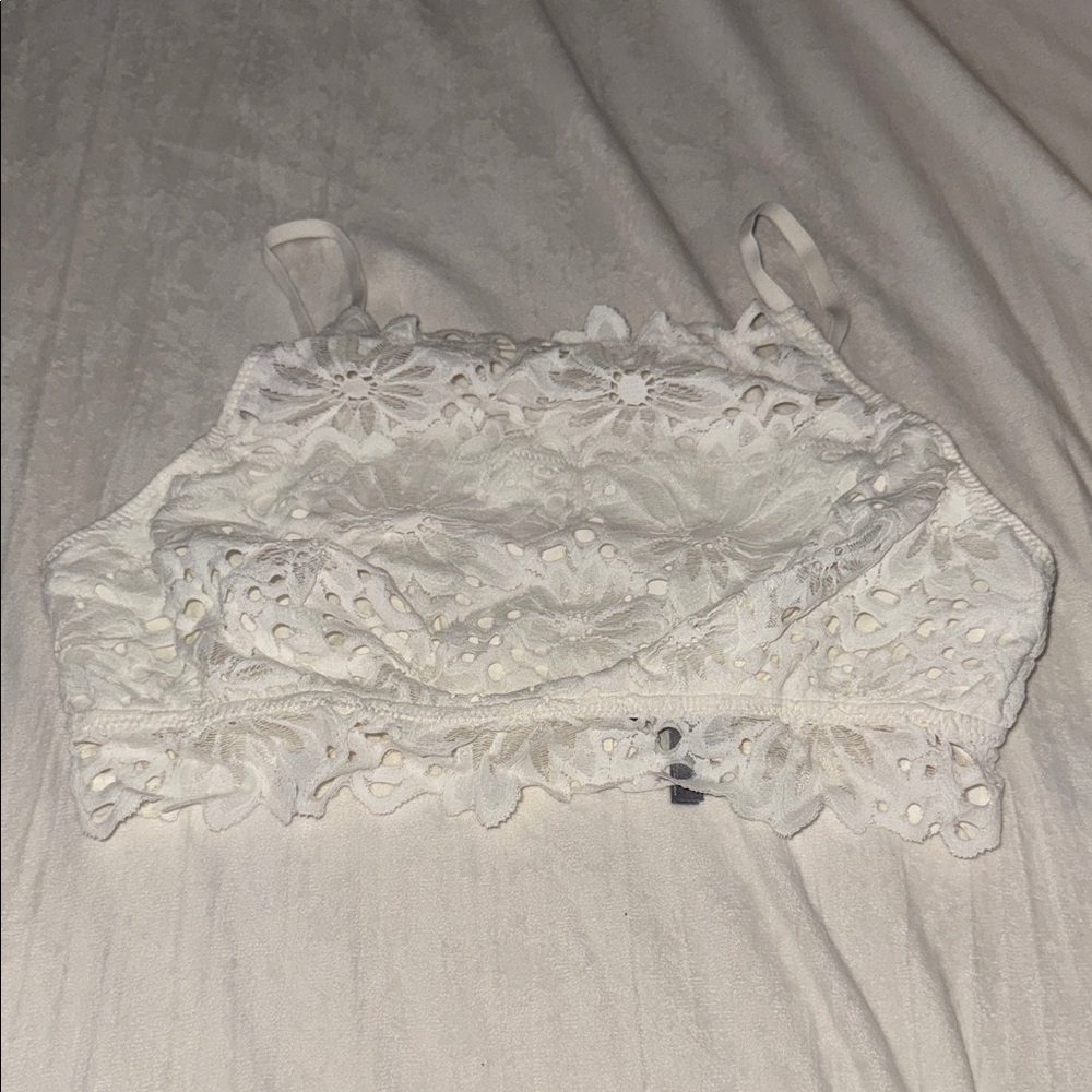 Aerie White Floral Lace Camisole
